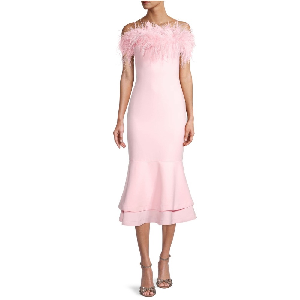 Likely Feather Midi Aurora Pink Dress, Size 8